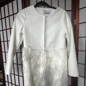 NWT Chicwish White Faux Fur Hem Wool-Blend Coat - Elegant Winter Statement